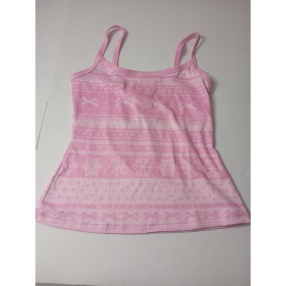 SKIMS Other - Skims Cami Womens Medium Bubblegum Bow Fairisle Logo Plush Pointelle Sleep Tank